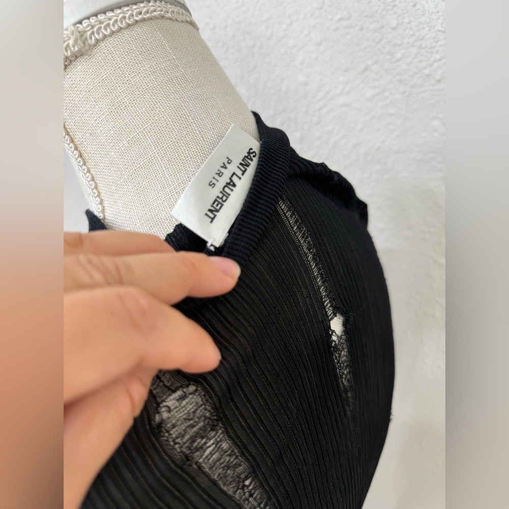 Saint Laurent Ribbed Knit Top Custom Distressed Look Size L - Picture 6 of 7